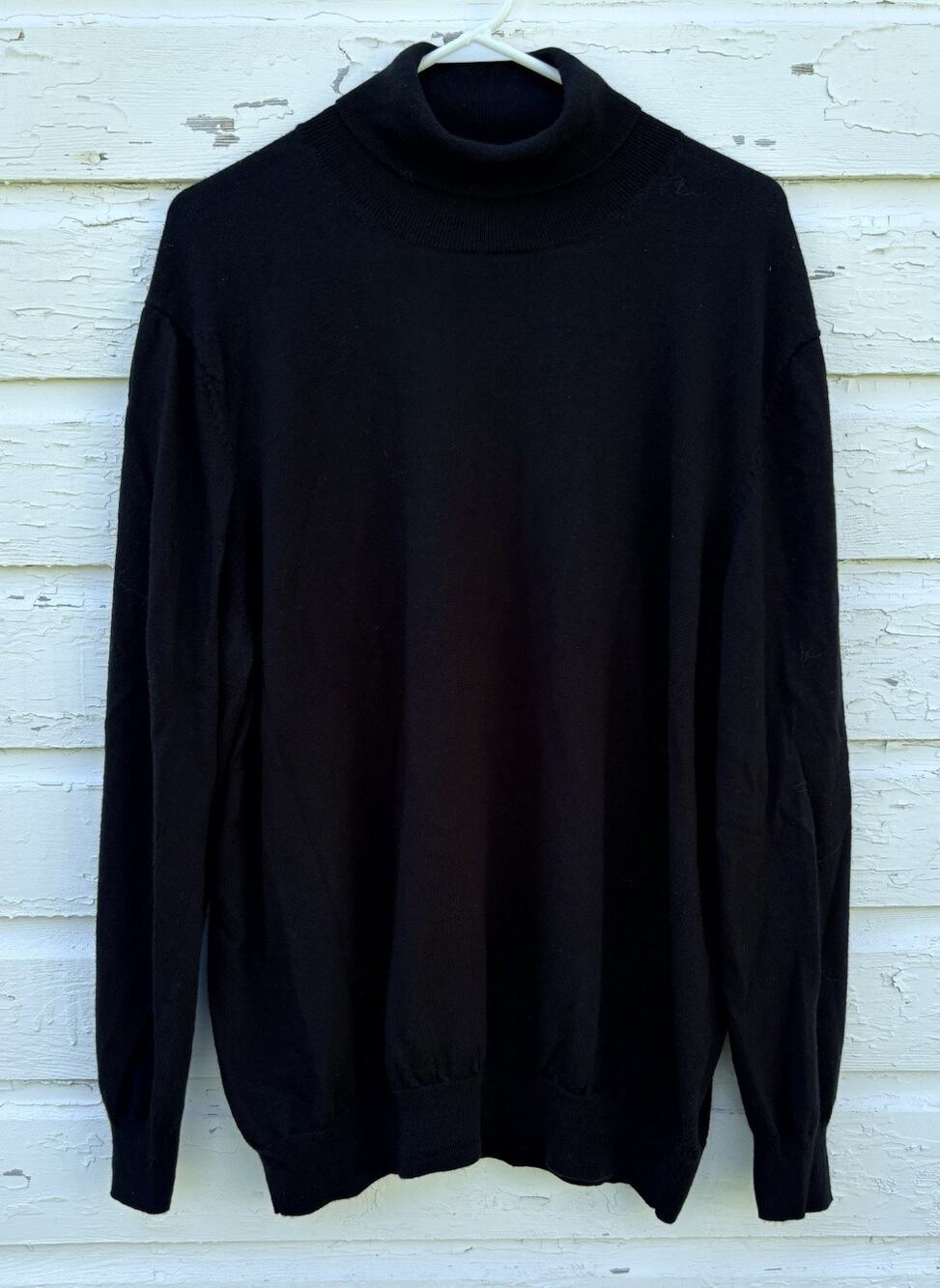 Joseph Abboud Sweater Mens 2XL Black Merino Wool Turtleneck Pullover Knit